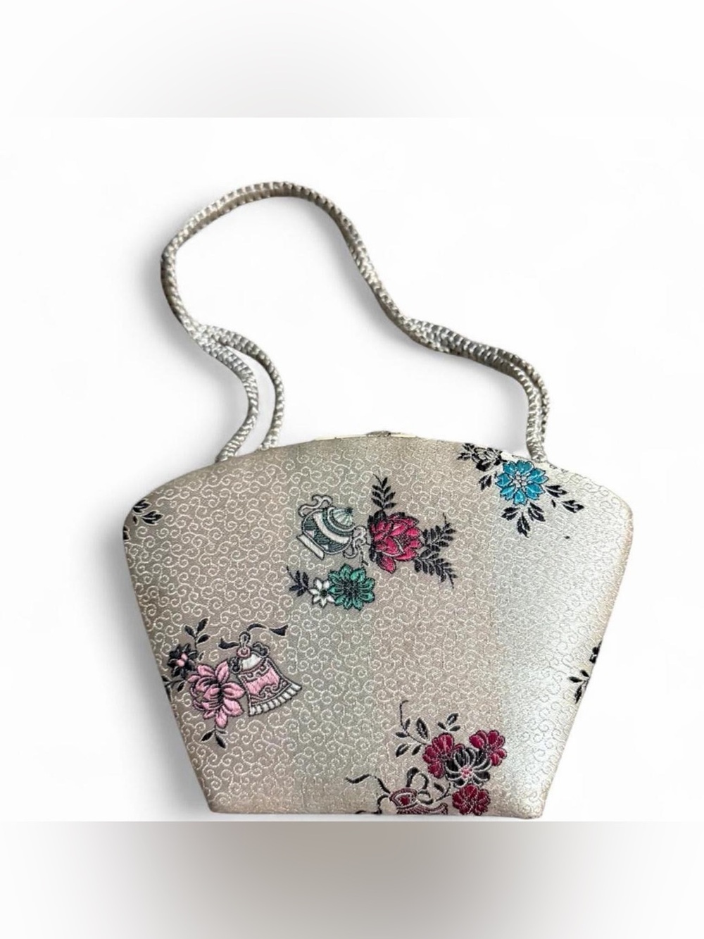 Ivory Floral Embroidered Mini Purse